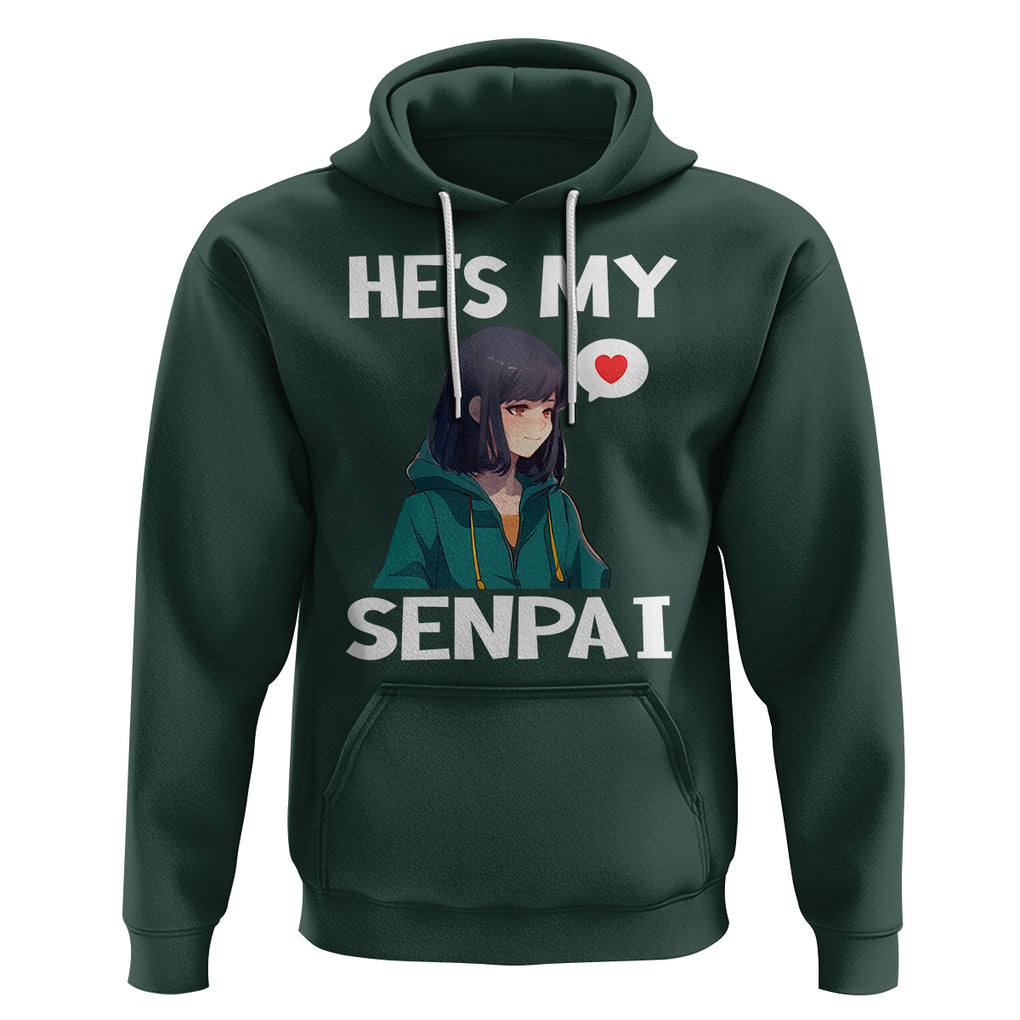 Valentine's Day Couple Matching Hoodie He's My Senpai Funny Anime Girlfriend TS09 Dark Forest Green Printyourwear