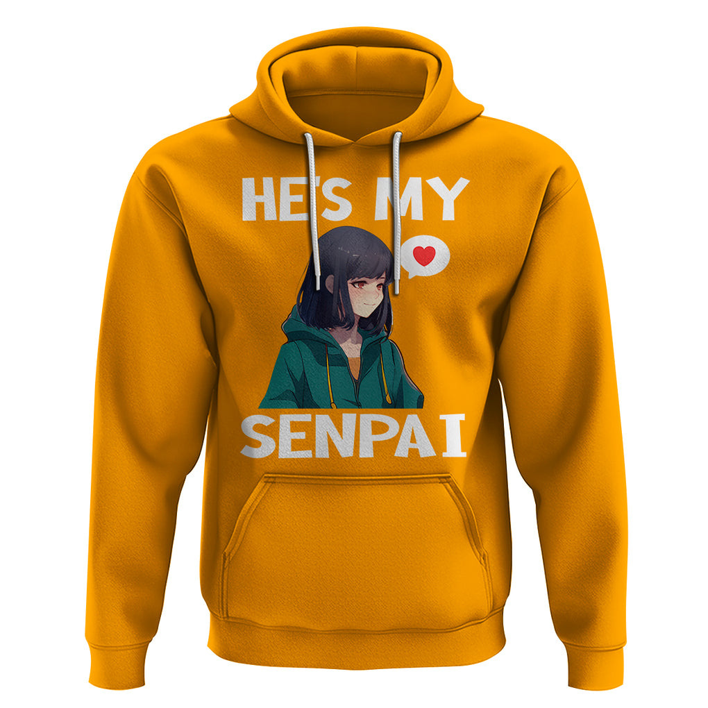 Valentine's Day Couple Matching Hoodie He's My Senpai Funny Anime Girlfriend TS09 Gold Printyourwear