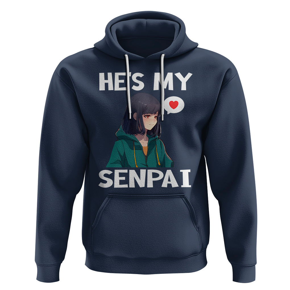 Valentine's Day Couple Matching Hoodie He's My Senpai Funny Anime Girlfriend TS09 Navy Printyourwear