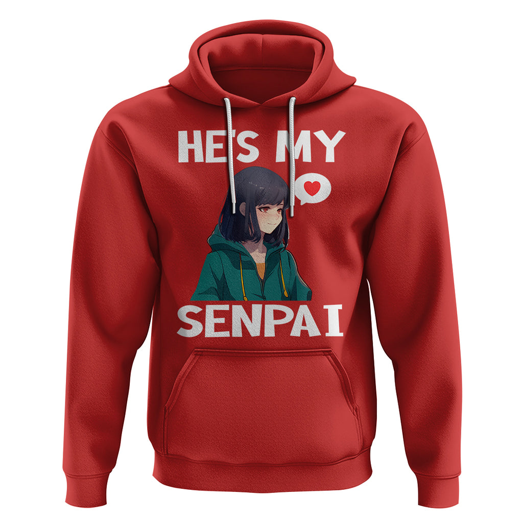 Valentine's Day Couple Matching Hoodie He's My Senpai Funny Anime Girlfriend TS09 Red Printyourwear