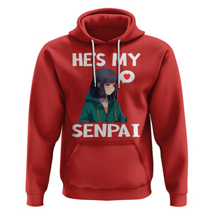 Valentine's Day Couple Matching Hoodie He's My Senpai Funny Anime Girlfriend TS09 Red Printyourwear