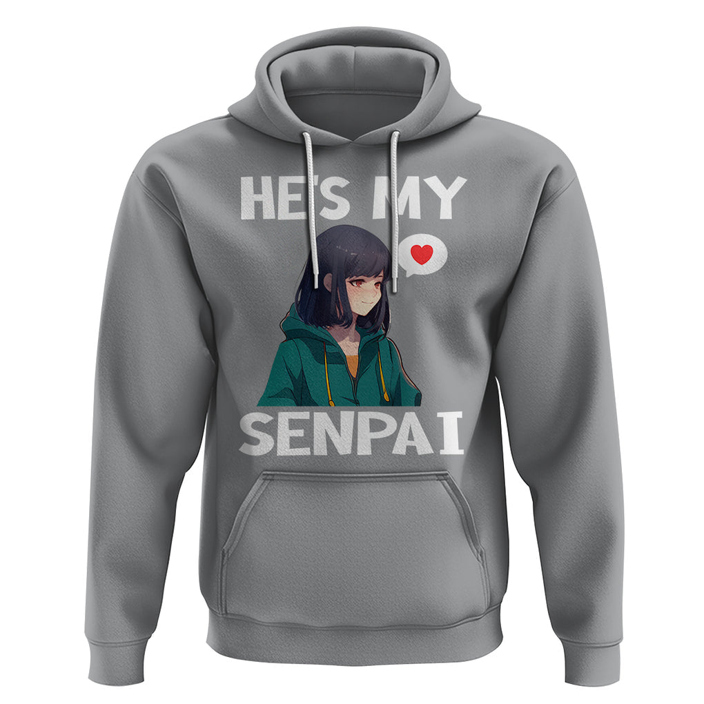 Valentine's Day Couple Matching Hoodie He's My Senpai Funny Anime Girlfriend TS09 Sport Gray Printyourwear