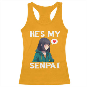 Valentine's Day Couple Matching Racerback Tank Top He's My Senpai Funny Anime Girlfriend TS09 Gold Print Your Wear