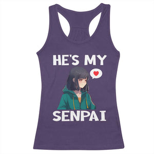 Valentine's Day Couple Matching Racerback Tank Top He's My Senpai Funny Anime Girlfriend TS09 Purple Print Your Wear