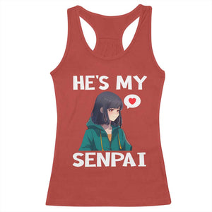 Valentine's Day Couple Matching Racerback Tank Top He's My Senpai Funny Anime Girlfriend TS09 Red Print Your Wear