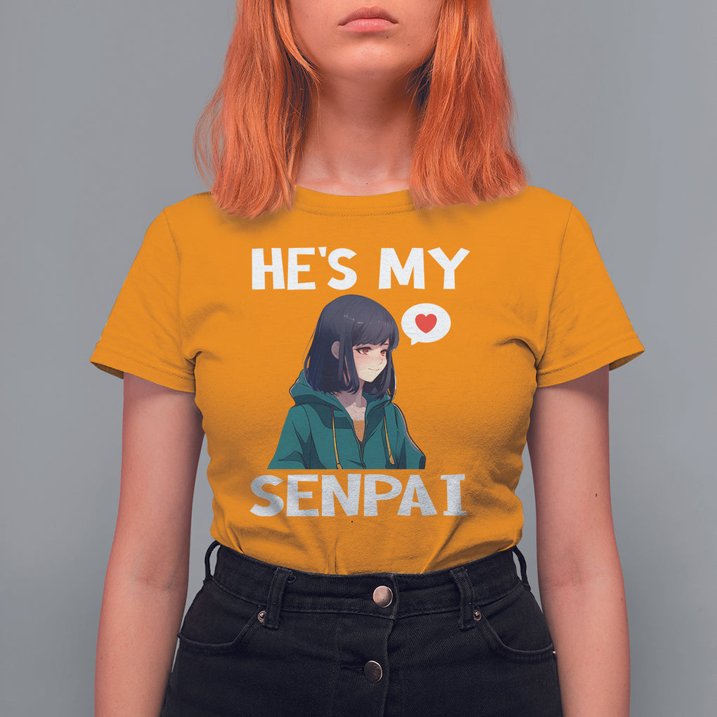 Valentine's Day Couple Matching T Shirt For Women He's My Senpai Funny Anime Girlfriend TS09 Gold Printyourwear