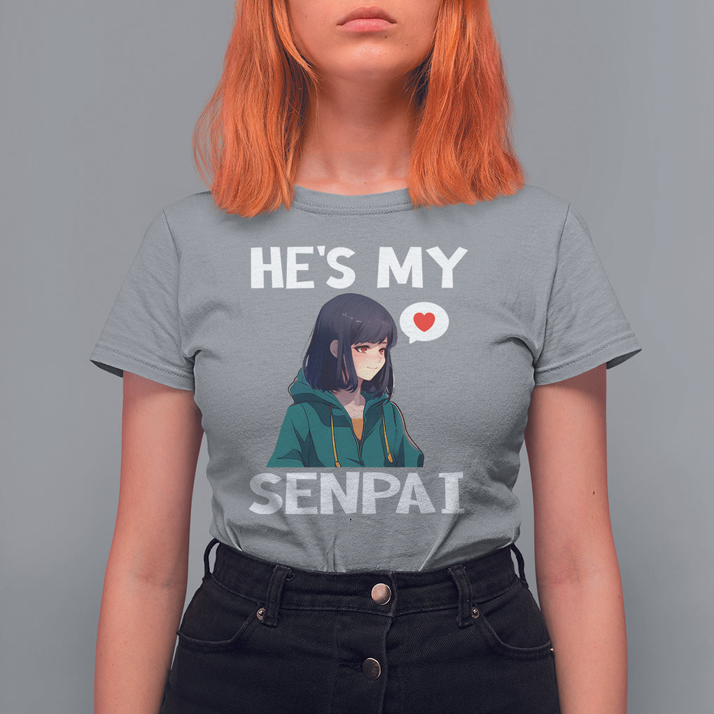 Valentine's Day Couple Matching T Shirt For Women He's My Senpai Funny Anime Girlfriend TS09 Sport Gray Printyourwear