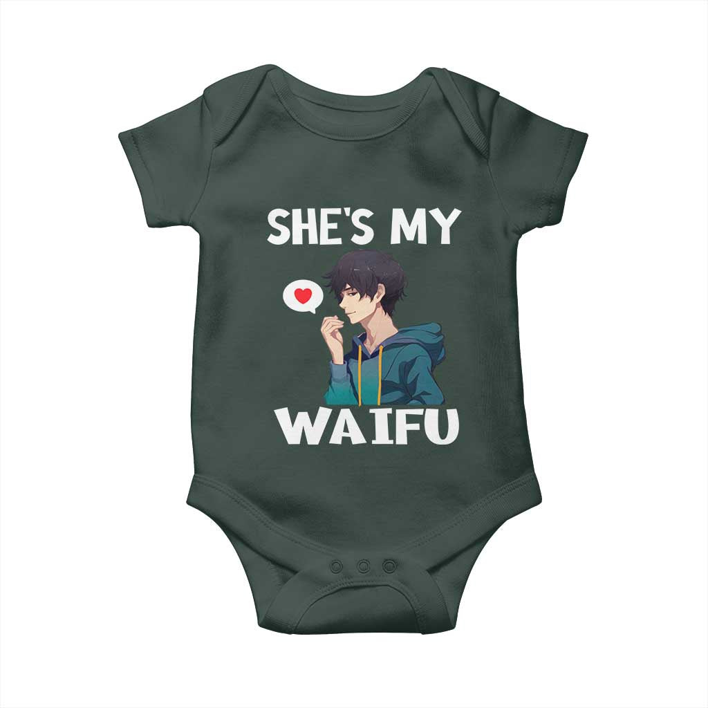 Valentine's Day Couple Matching Baby Onesie She's My Waifu Funny Anime Boyfriend TS09 Print Your Wear