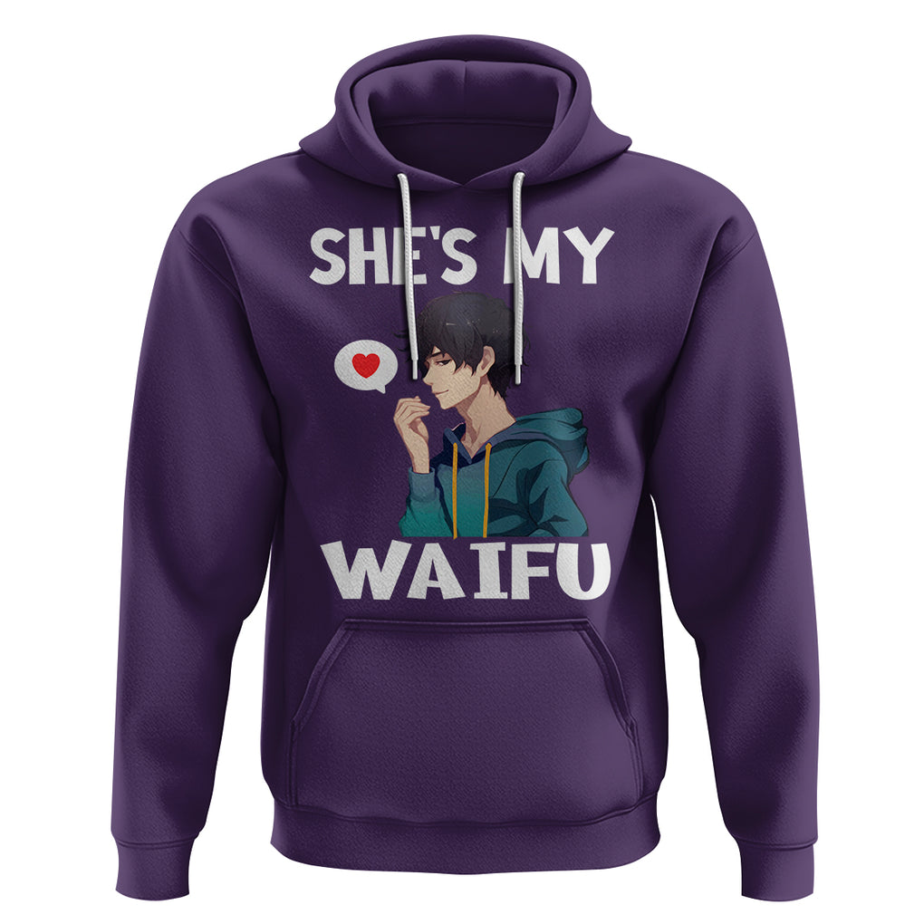 Valentine's Day Couple Matching Hoodie She's My Waifu Funny Anime Boyfriend TS09 Purple Printyourwear