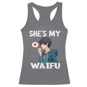 Valentine's Day Couple Matching Racerback Tank Top She's My Waifu Funny Anime Boyfriend TS09 Charcoal Print Your Wear