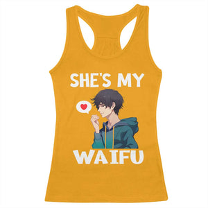 Valentine's Day Couple Matching Racerback Tank Top She's My Waifu Funny Anime Boyfriend TS09 Gold Print Your Wear
