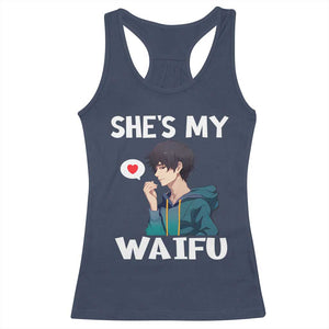 Valentine's Day Couple Matching Racerback Tank Top She's My Waifu Funny Anime Boyfriend TS09 Navy Print Your Wear