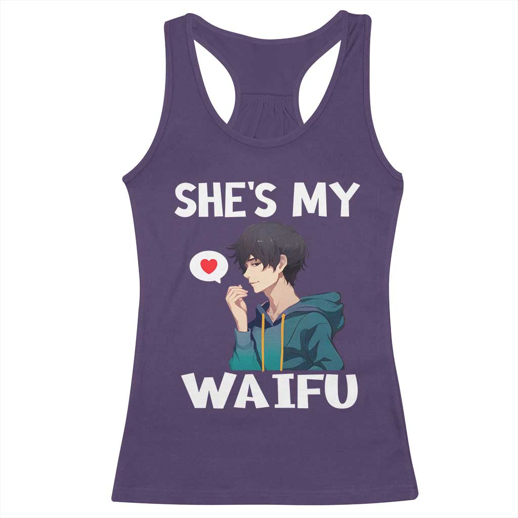 Valentine's Day Couple Matching Racerback Tank Top She's My Waifu Funny Anime Boyfriend TS09 Purple Print Your Wear