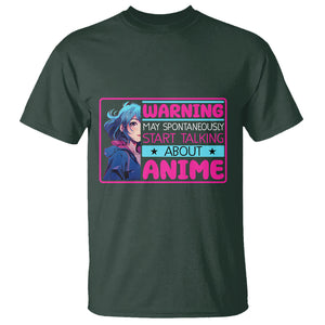 Warning May Spontaneously Start Talking About Anime T Shirt TS09 Dark Forest Green Printyourwear