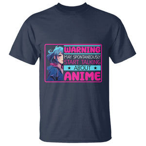 Warning May Spontaneously Start Talking About Anime T Shirt TS09 Navy Printyourwear