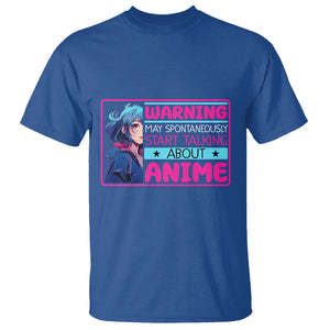 Warning May Spontaneously Start Talking About Anime T Shirt TS09 Royal Blue Printyourwear