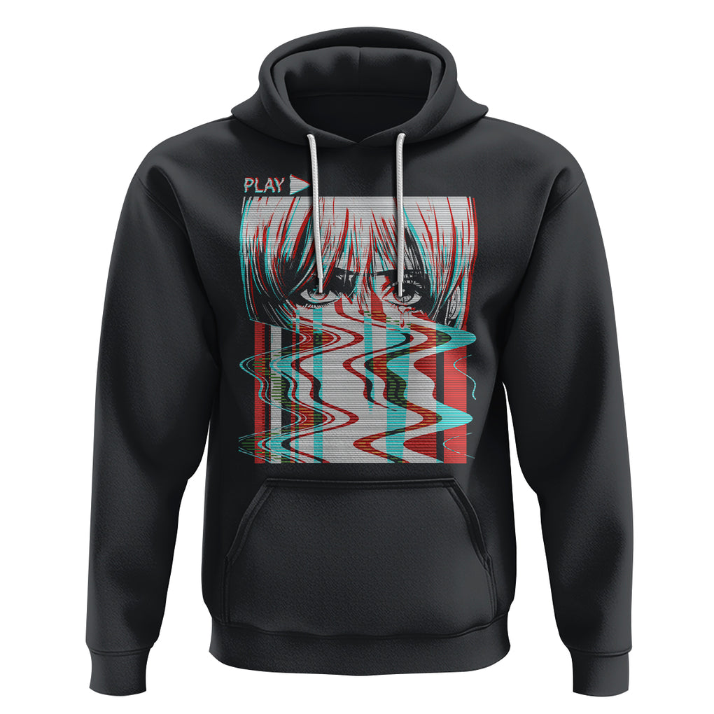 Sad Anime Girl Hoodie Vaporwave Aesthetic Japanese Otaku TS09 Black Printyourwear
