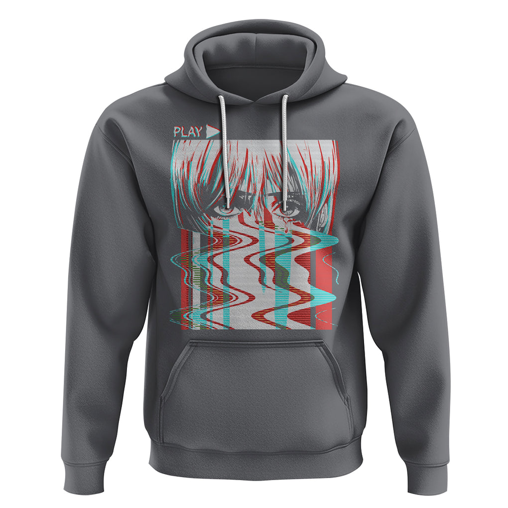 Sad Anime Girl Hoodie Vaporwave Aesthetic Japanese Otaku TS09 Charcoal Printyourwear