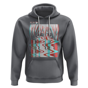 Sad Anime Girl Hoodie Vaporwave Aesthetic Japanese Otaku TS09 Charcoal Printyourwear