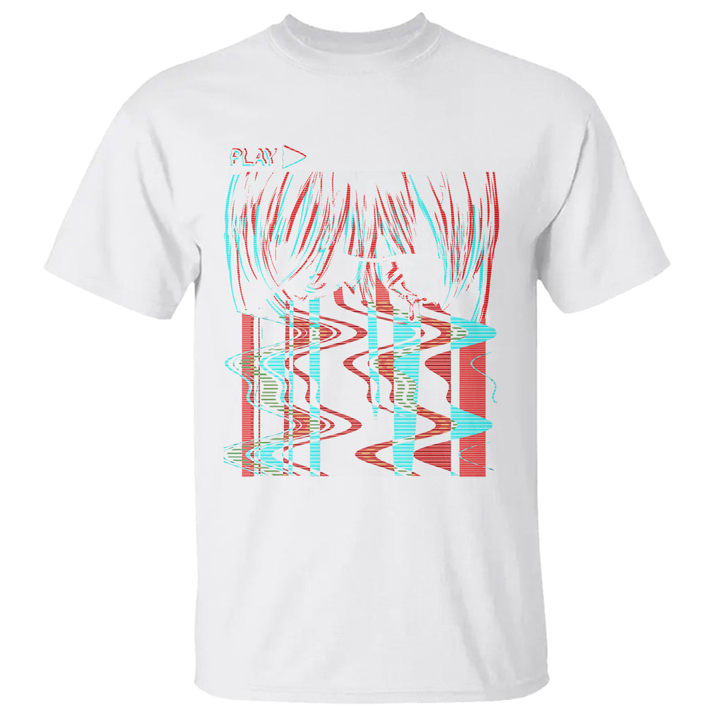 Sad Anime Girl T Shirt Vaporwave Aesthetic Japanese Otaku TS09 White Printyourwear