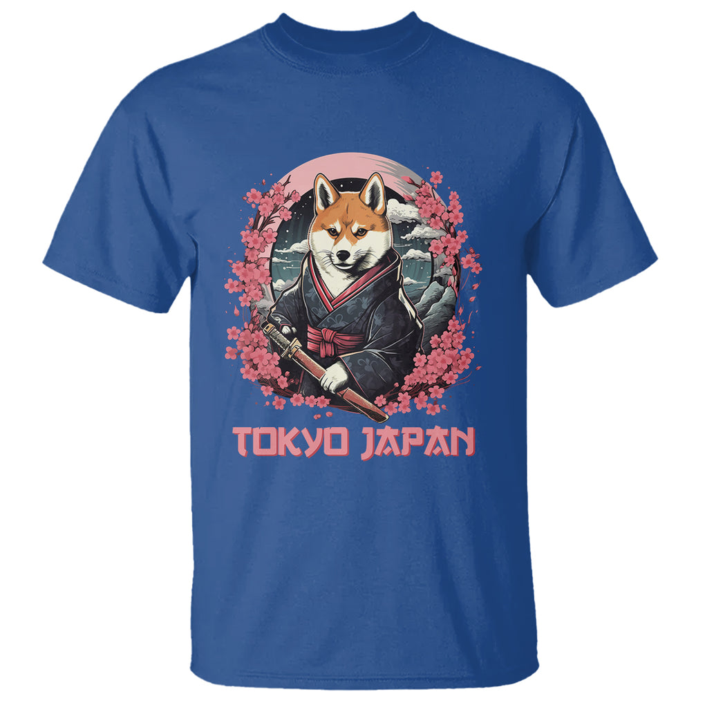 Shiba Inu T Shirt Tokyo Japan Aesthetic Sakura Japanese Cherry Blossoms TS09 Royal Blue Printyourwear