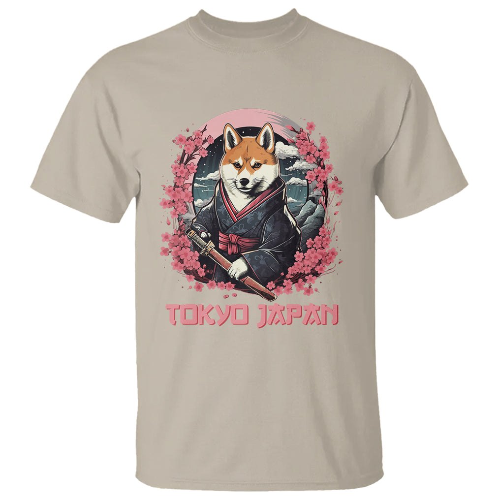 Shiba Inu T Shirt Tokyo Japan Aesthetic Sakura Japanese Cherry Blossoms TS09 Sand Printyourwear