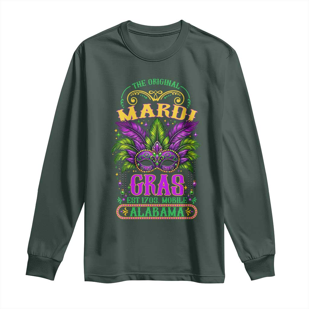 The Original Mardi Gras Mobile Alabama 1703 Long Sleeve Shirt TS09 Dark Forest Green Print Your Wear