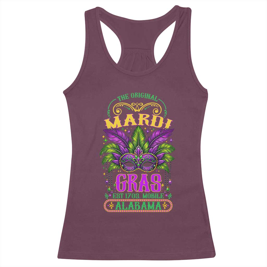 The Original Mardi Gras Mobile Alabama 1703 Racerback Tank Top TS09 Maroon Print Your Wear