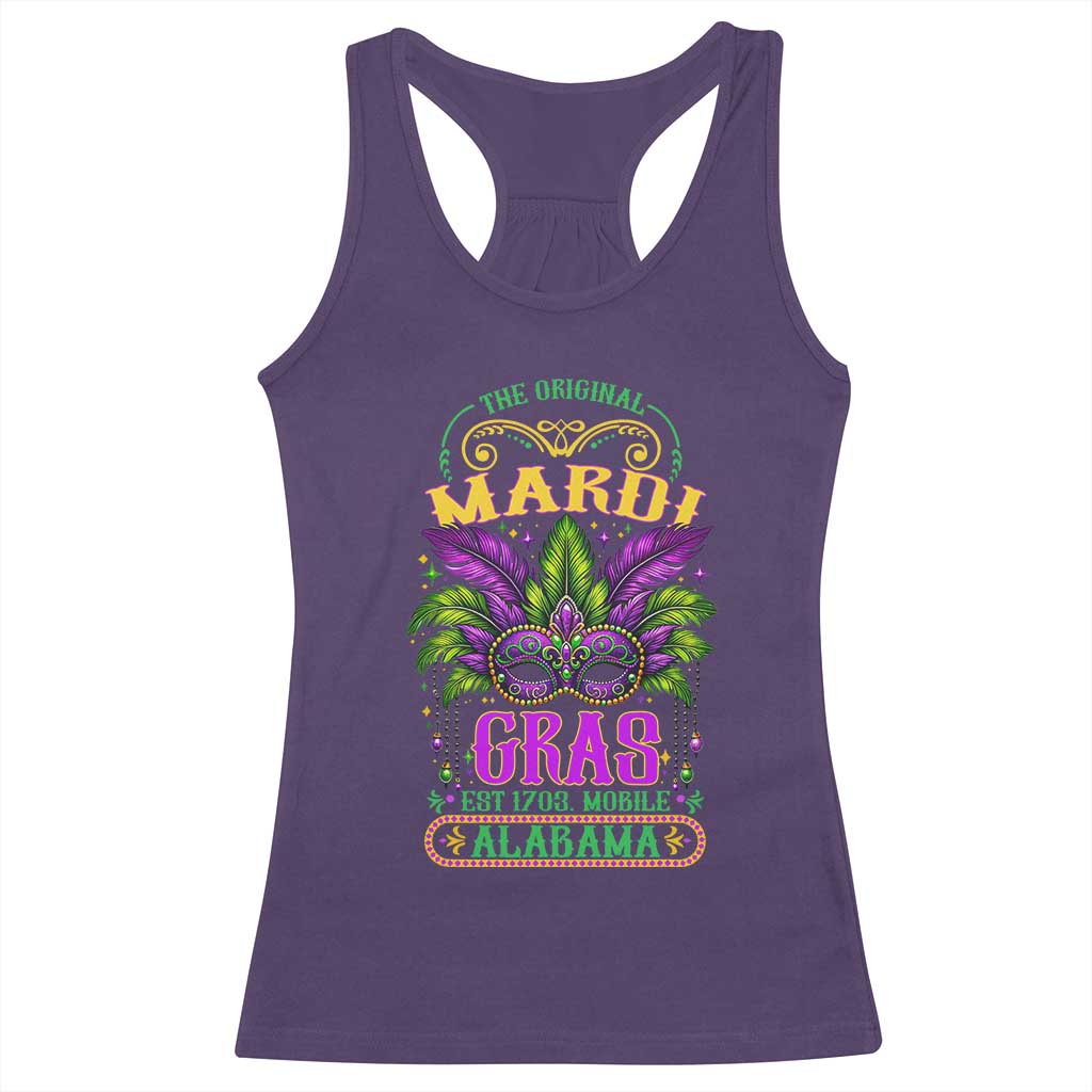 The Original Mardi Gras Mobile Alabama 1703 Racerback Tank Top TS09 Purple Print Your Wear