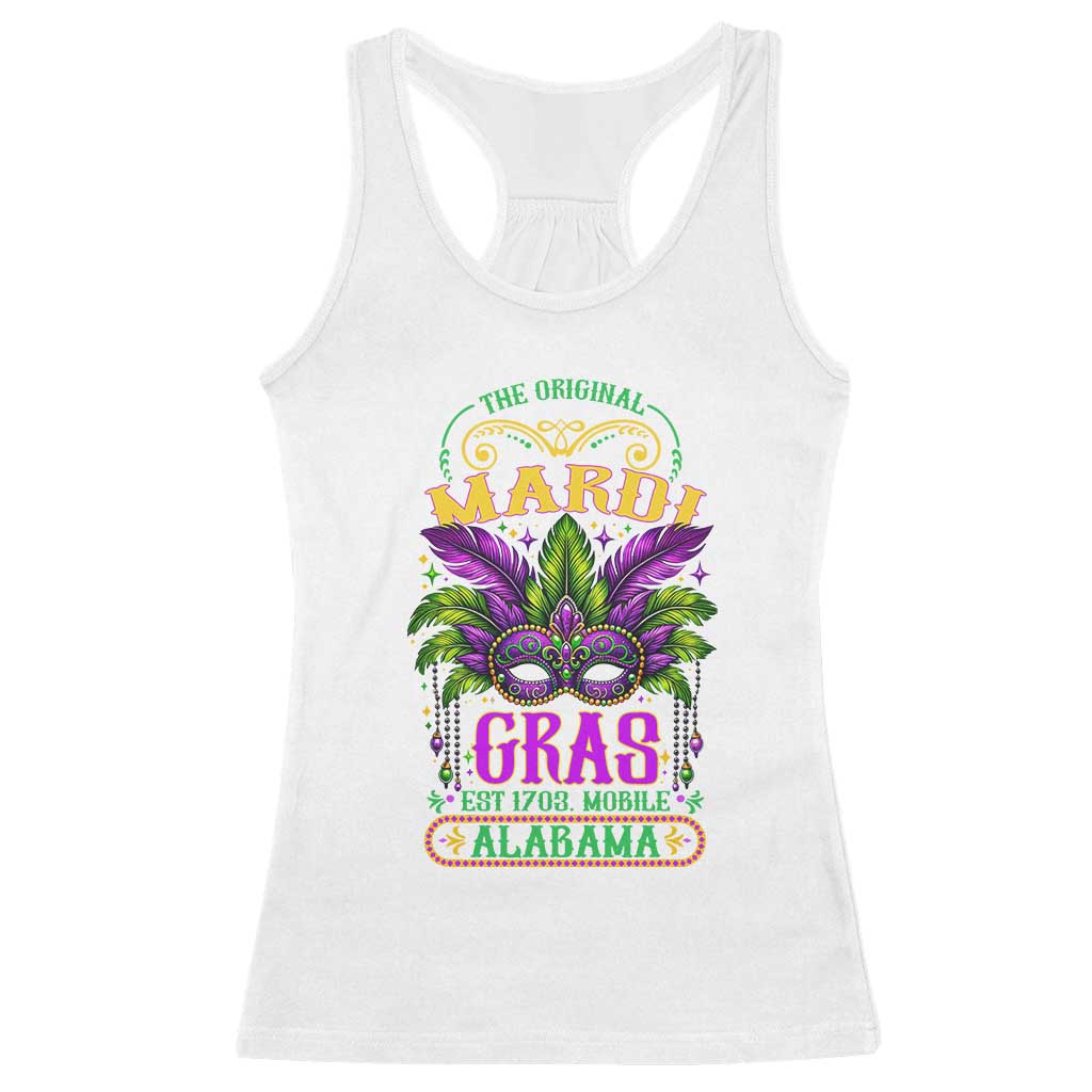 The Original Mardi Gras Mobile Alabama 1703 Racerback Tank Top TS09 White Print Your Wear