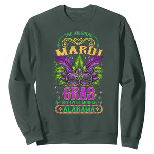 The Original Mardi Gras Mobile Alabama 1703 Sweatshirt TS09 Dark Forest Green Print Your Wear