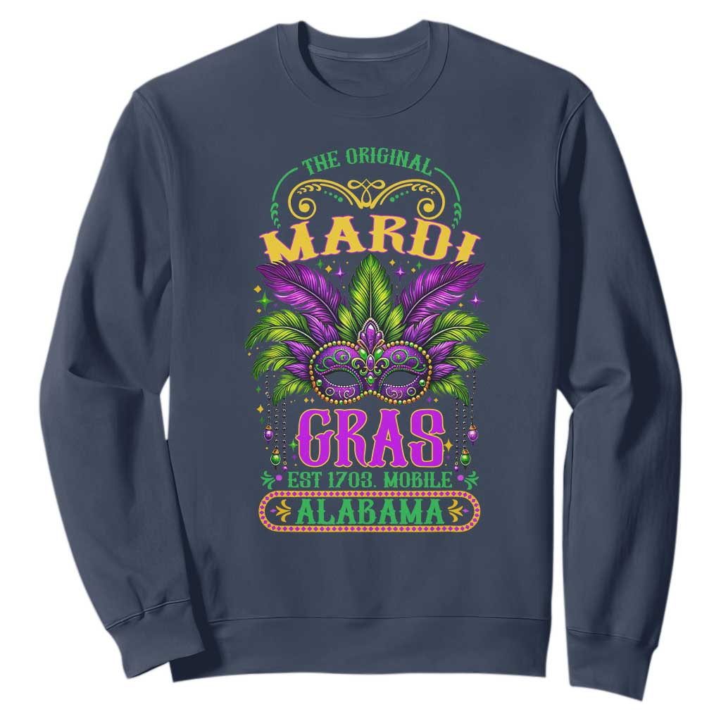 The Original Mardi Gras Mobile Alabama 1703 Sweatshirt TS09 Navy Print Your Wear