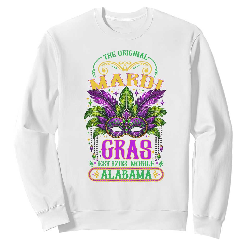 The Original Mardi Gras Mobile Alabama 1703 Sweatshirt TS09 White Print Your Wear