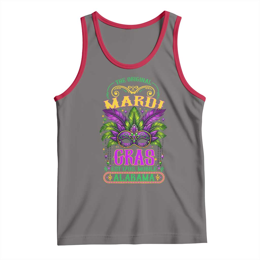 The Original Mardi Gras Mobile Alabama 1703 Tank Top TS09 Deep Heather Red Print Your Wear