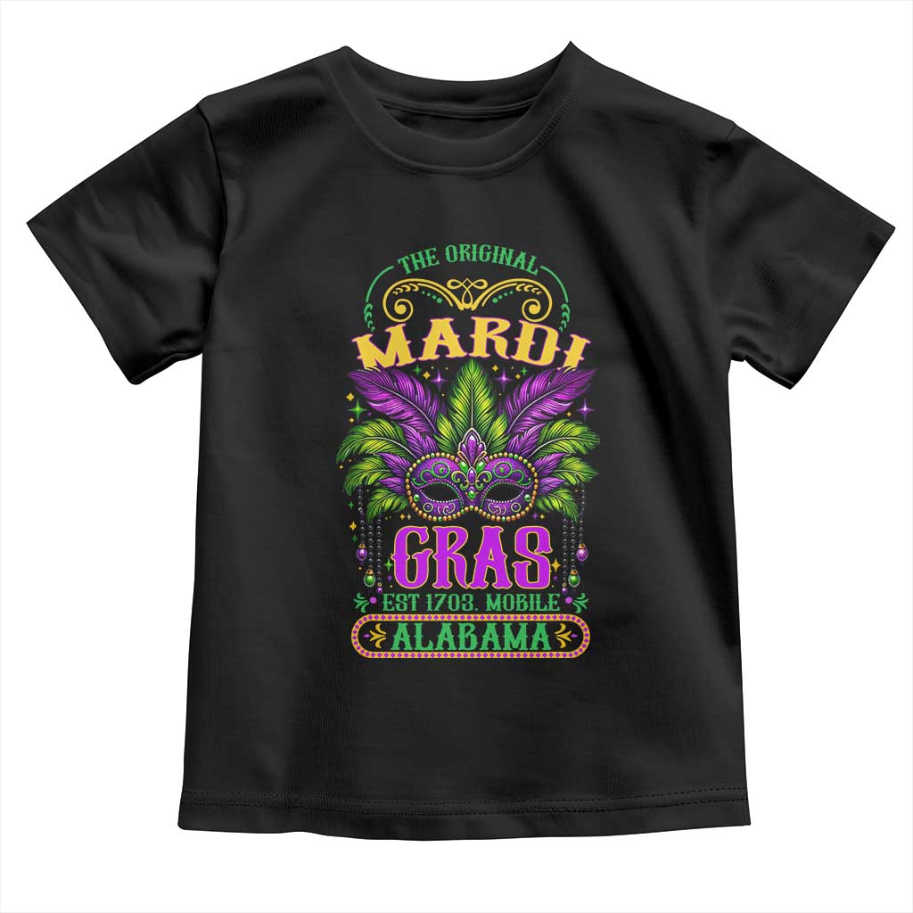 The Original Mardi Gras Mobile Alabama 1703 Toddler T Shirt TS09 Black Print Your Wear