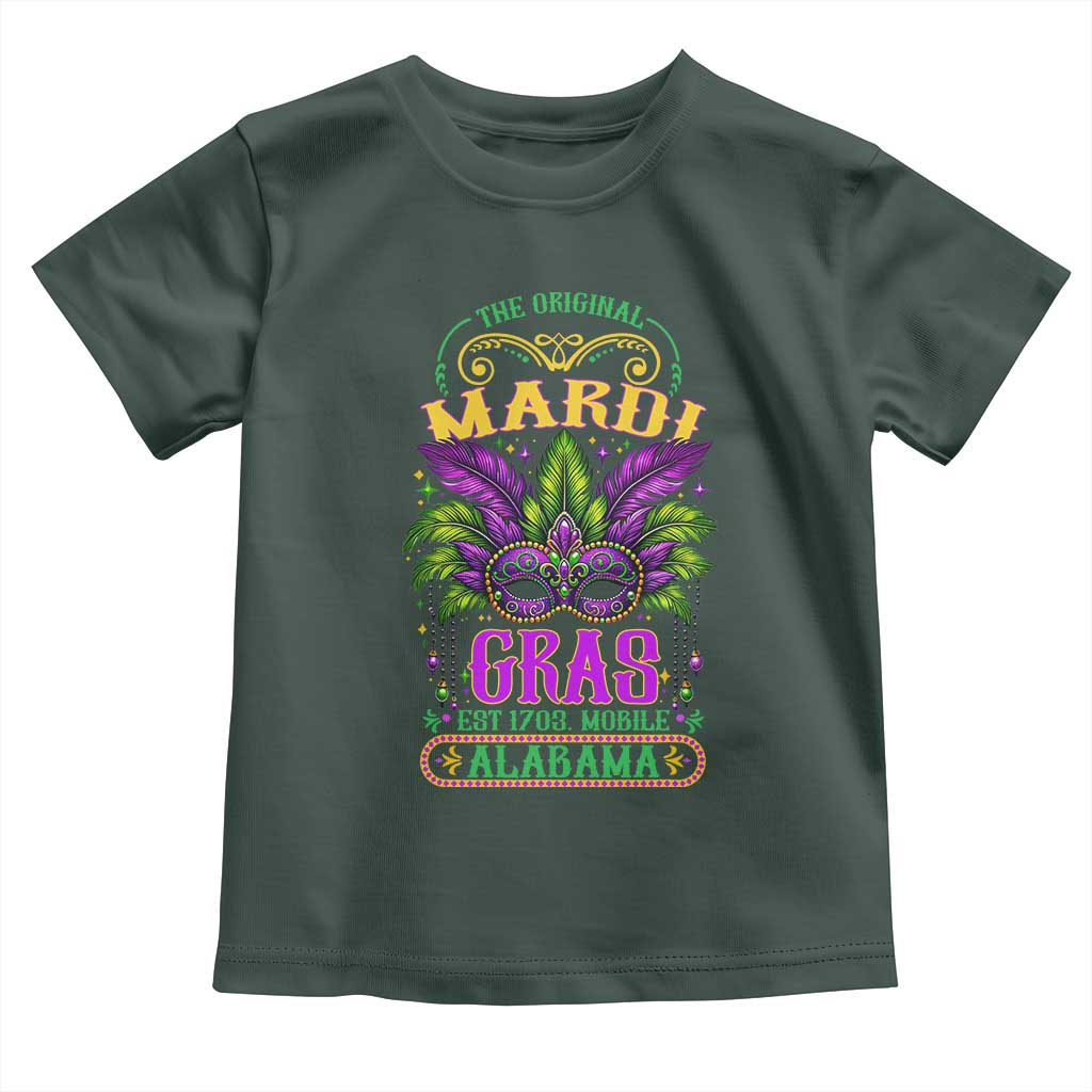 The Original Mardi Gras Mobile Alabama 1703 Toddler T Shirt TS09 Dark Forest Green Print Your Wear
