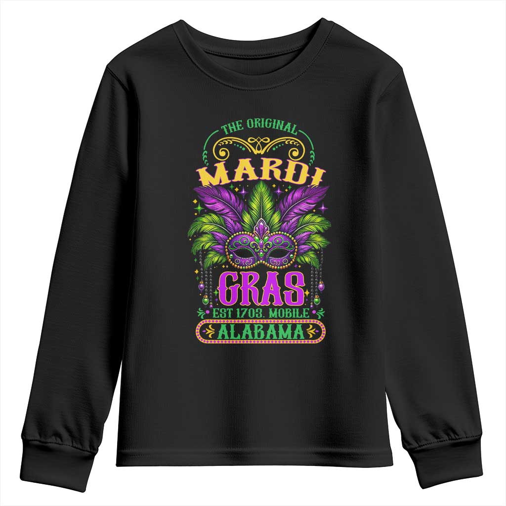 The Original Mardi Gras Mobile Alabama 1703 Youth Sweatshirt TS09 Black Print Your Wear