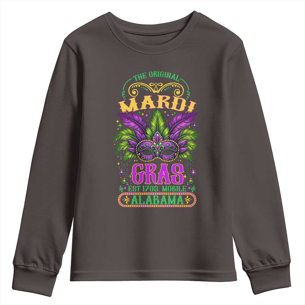 The Original Mardi Gras Mobile Alabama 1703 Youth Sweatshirt TS09 Dark Chocolate Print Your Wear