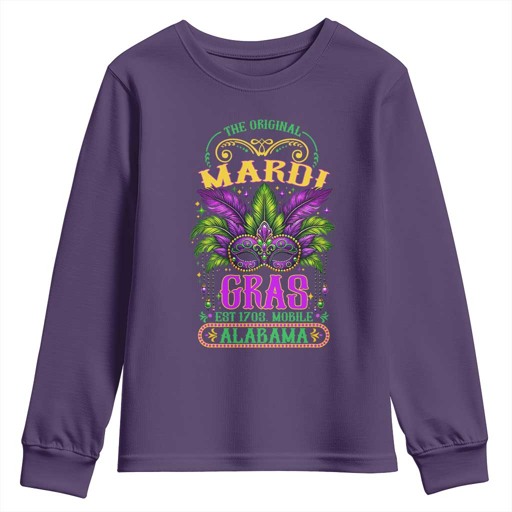The Original Mardi Gras Mobile Alabama 1703 Youth Sweatshirt TS09 Purple Print Your Wear
