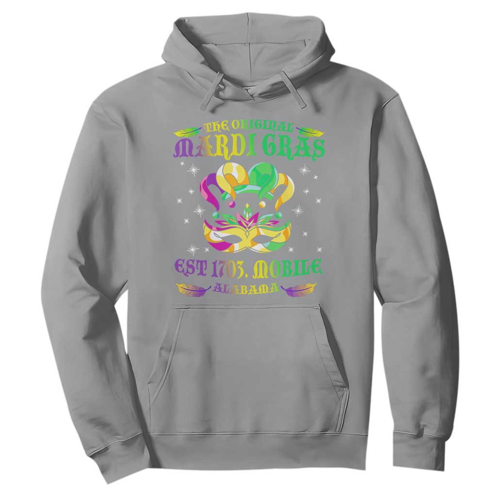 The Original Mardi Gras Hoodie Mobile Alabama 1703 TS09 Sport Gray Print Your Wear