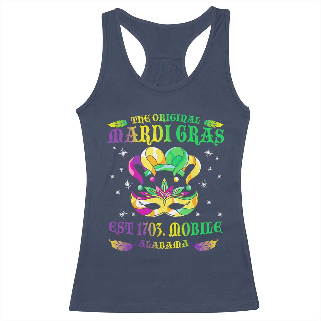 The Original Mardi Gras Racerback Tank Top Mobile Alabama 1703 TS09 Navy Print Your Wear