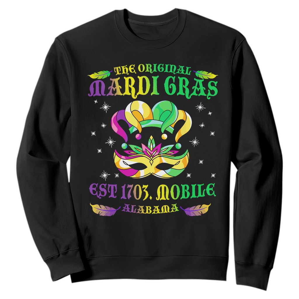 The Original Mardi Gras Sweatshirt Mobile Alabama 1703 TS09 Black Print Your Wear