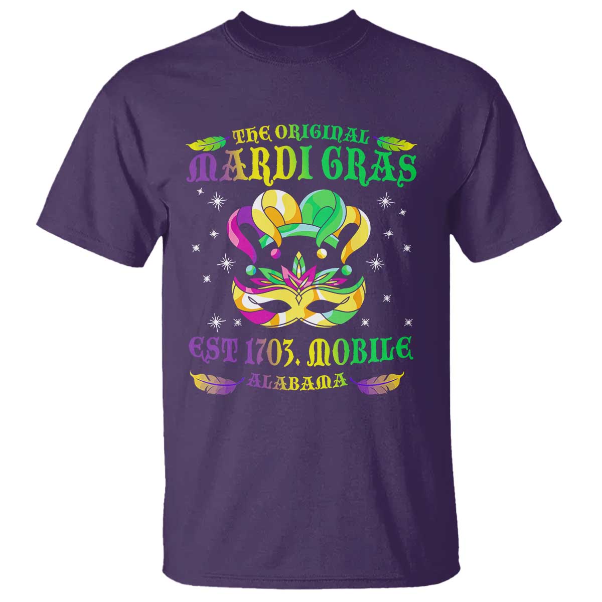The Original Mardi Gras T Shirt Mobile Alabama 1703 TS09 Purple Print Your Wear