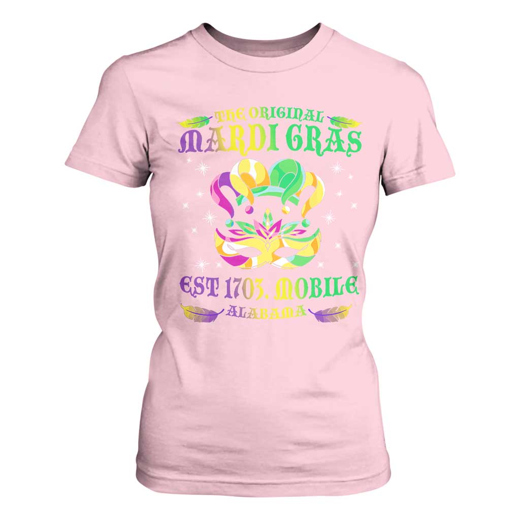 The Original Mardi Gras T Shirt For Women Mobile Alabama 1703 TS09 Light Pink Print Your Wear