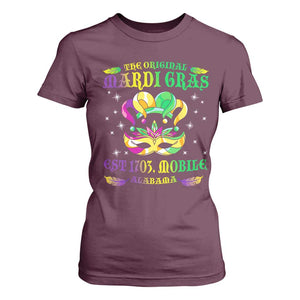 The Original Mardi Gras T Shirt For Women Mobile Alabama 1703 TS09 Maroon Print Your Wear
