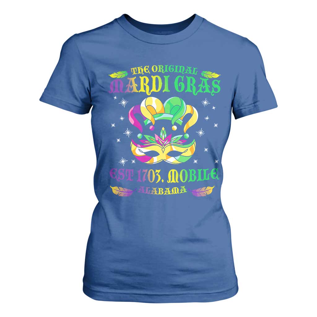 The Original Mardi Gras T Shirt For Women Mobile Alabama 1703 TS09 Royal Blue Print Your Wear