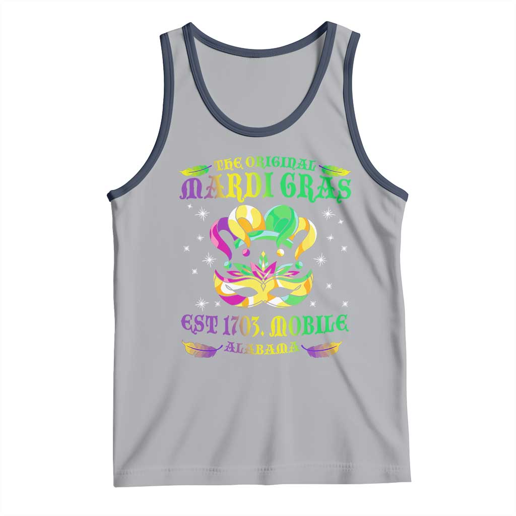 The Original Mardi Gras Tank Top Mobile Alabama 1703 TS09 Athletic Heather Navy Print Your Wear