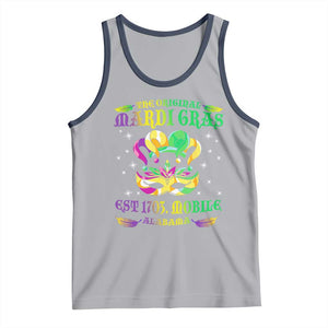The Original Mardi Gras Tank Top Mobile Alabama 1703 TS09 Athletic Heather Navy Print Your Wear