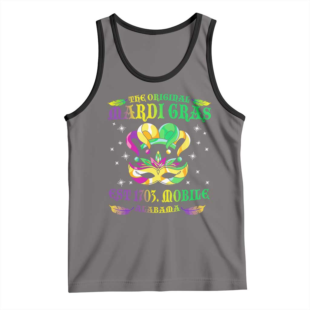 The Original Mardi Gras Tank Top Mobile Alabama 1703 TS09 Deep Heather Black Print Your Wear
