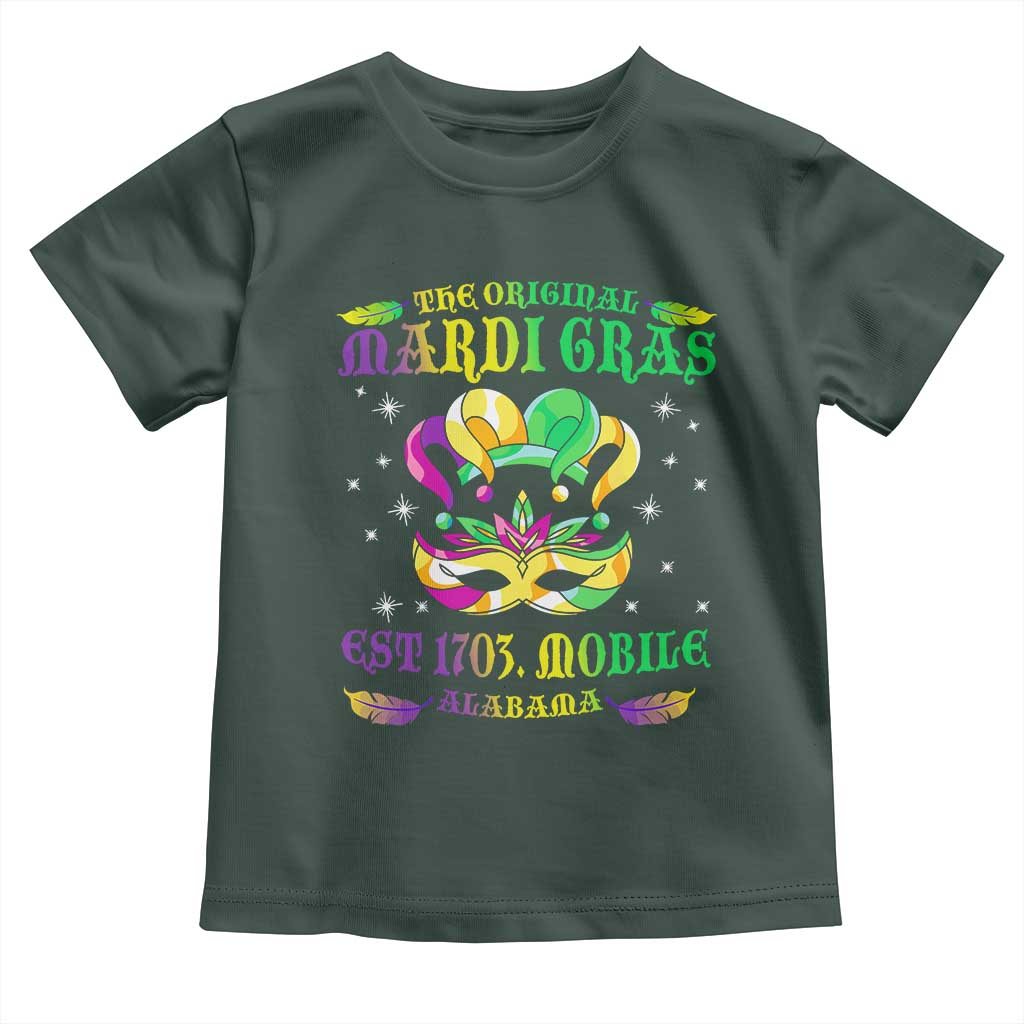 The Original Mardi Gras Toddler T Shirt Mobile Alabama 1703 TS09 Dark Forest Green Print Your Wear